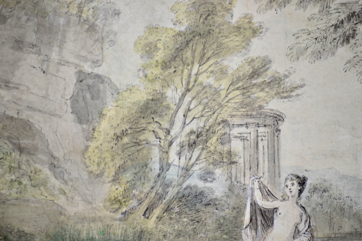 Jean-Baptiste Lallemand 1716-1803. "Baigneuses au bord d'une rivière."-photo-1