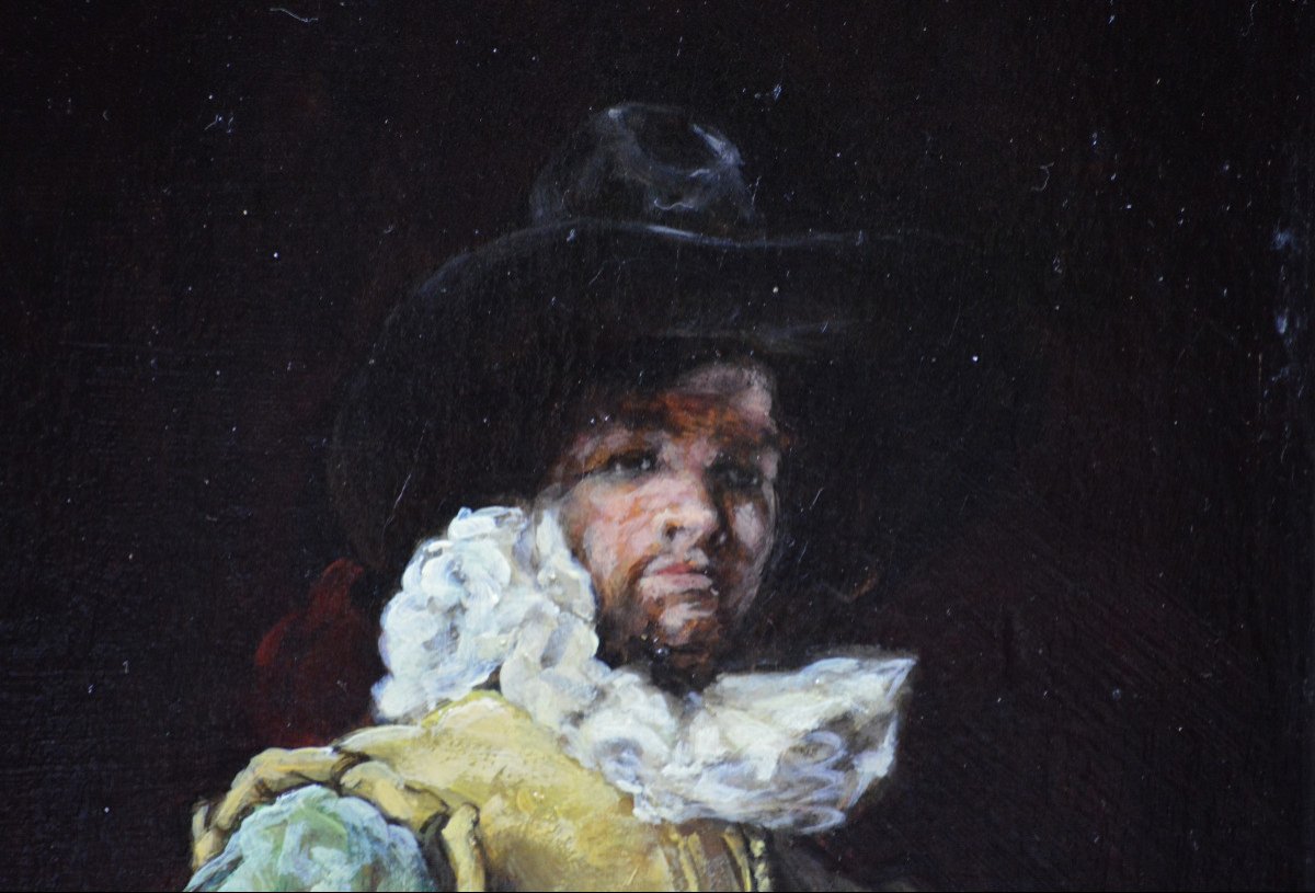 Ferdinand Roybet 1840-1920. "portrait Of A Gentleman."-photo-1