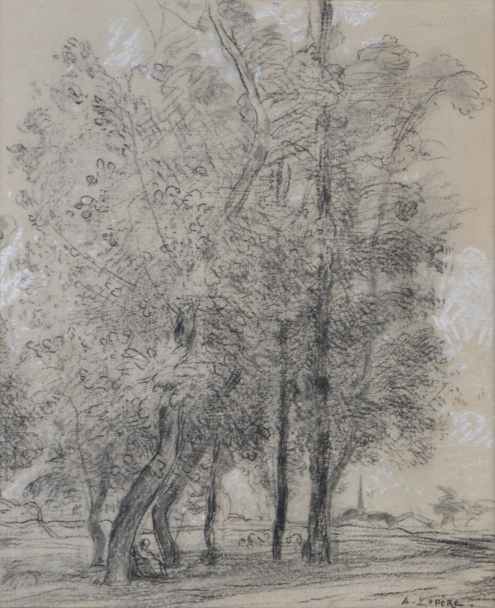 Auguste Lepère 1849-1918. "group Of Trees."-photo-3