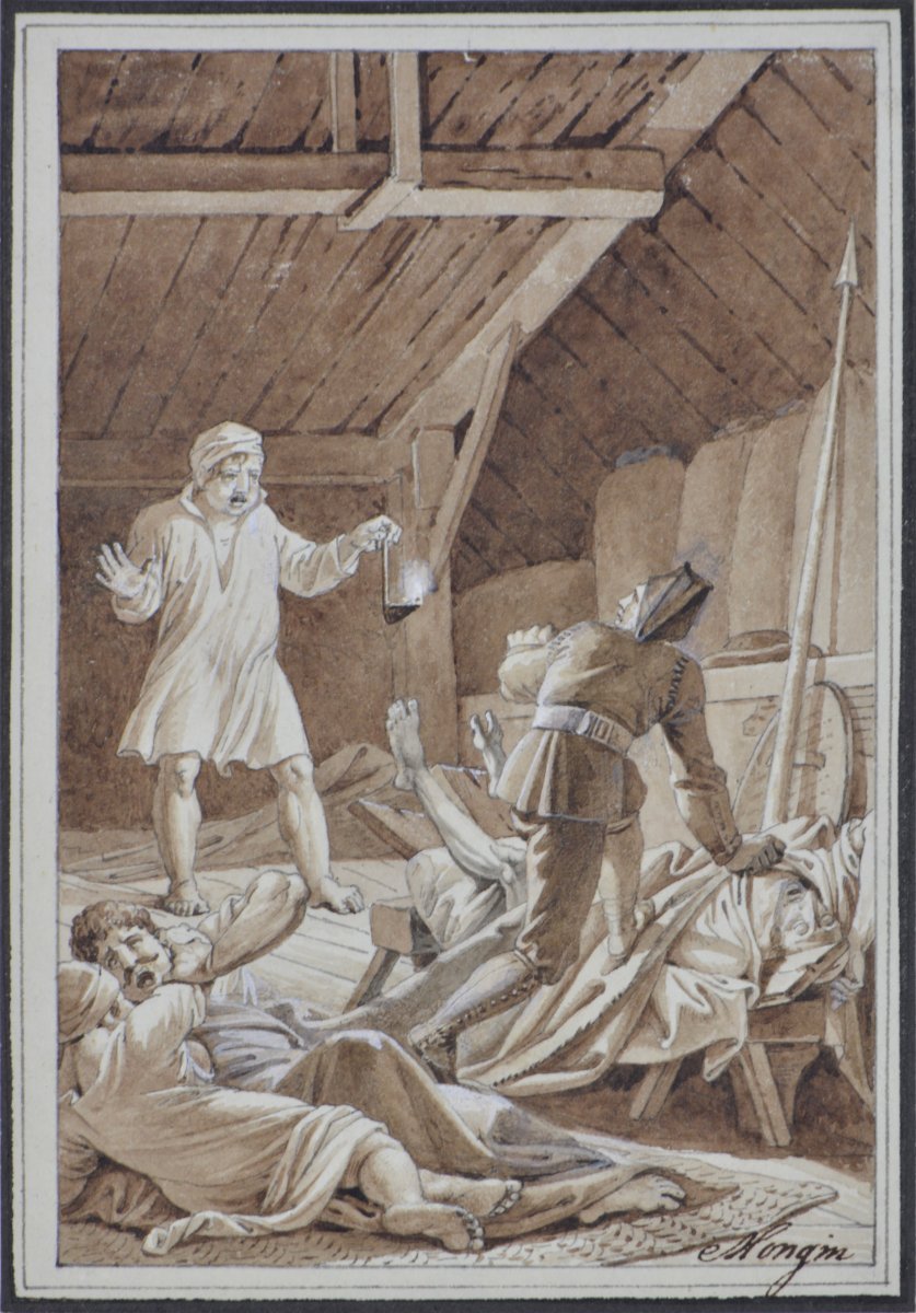 Antoine-Pierre Mongin 1761-1827. " Scène nocturne."-photo-2