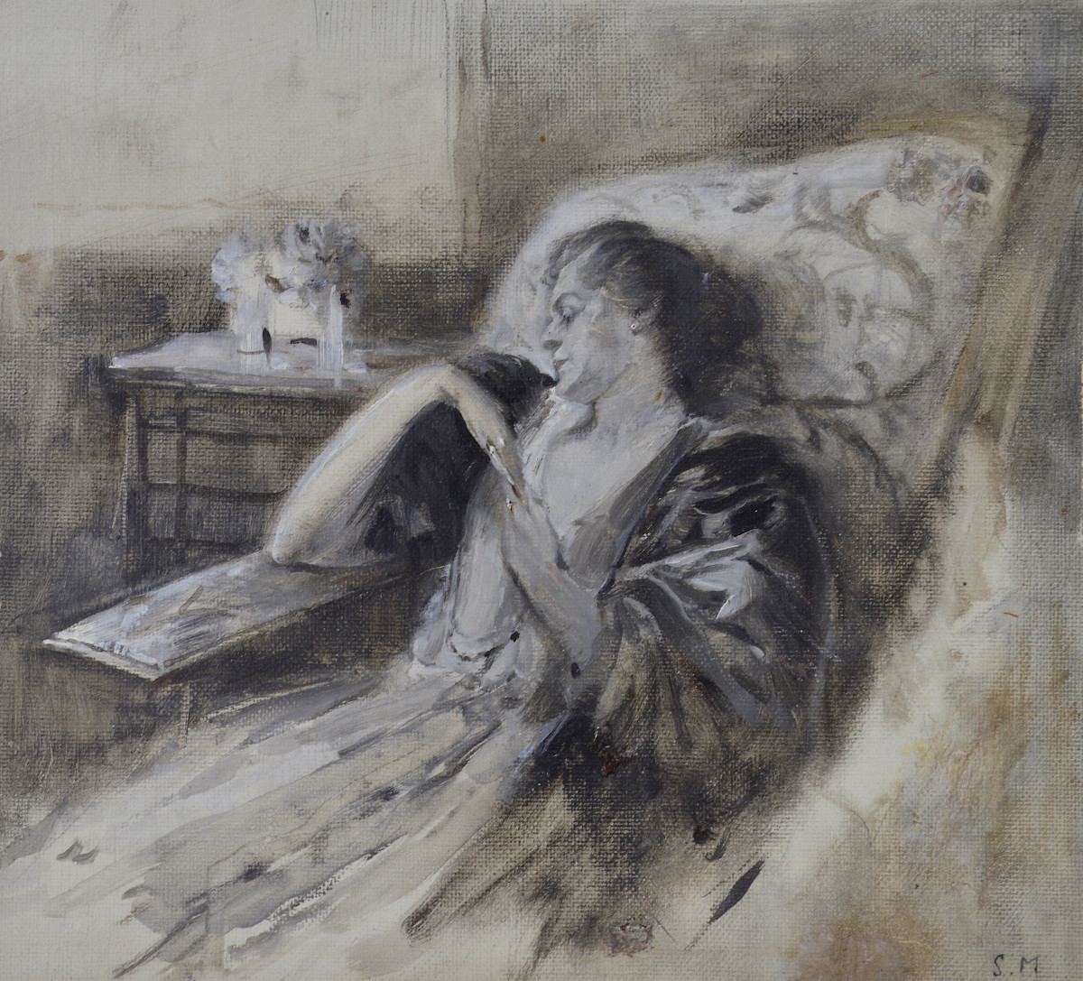 Serafino Macchiati 1860-1916. École Italienne.  " Femme endormie."