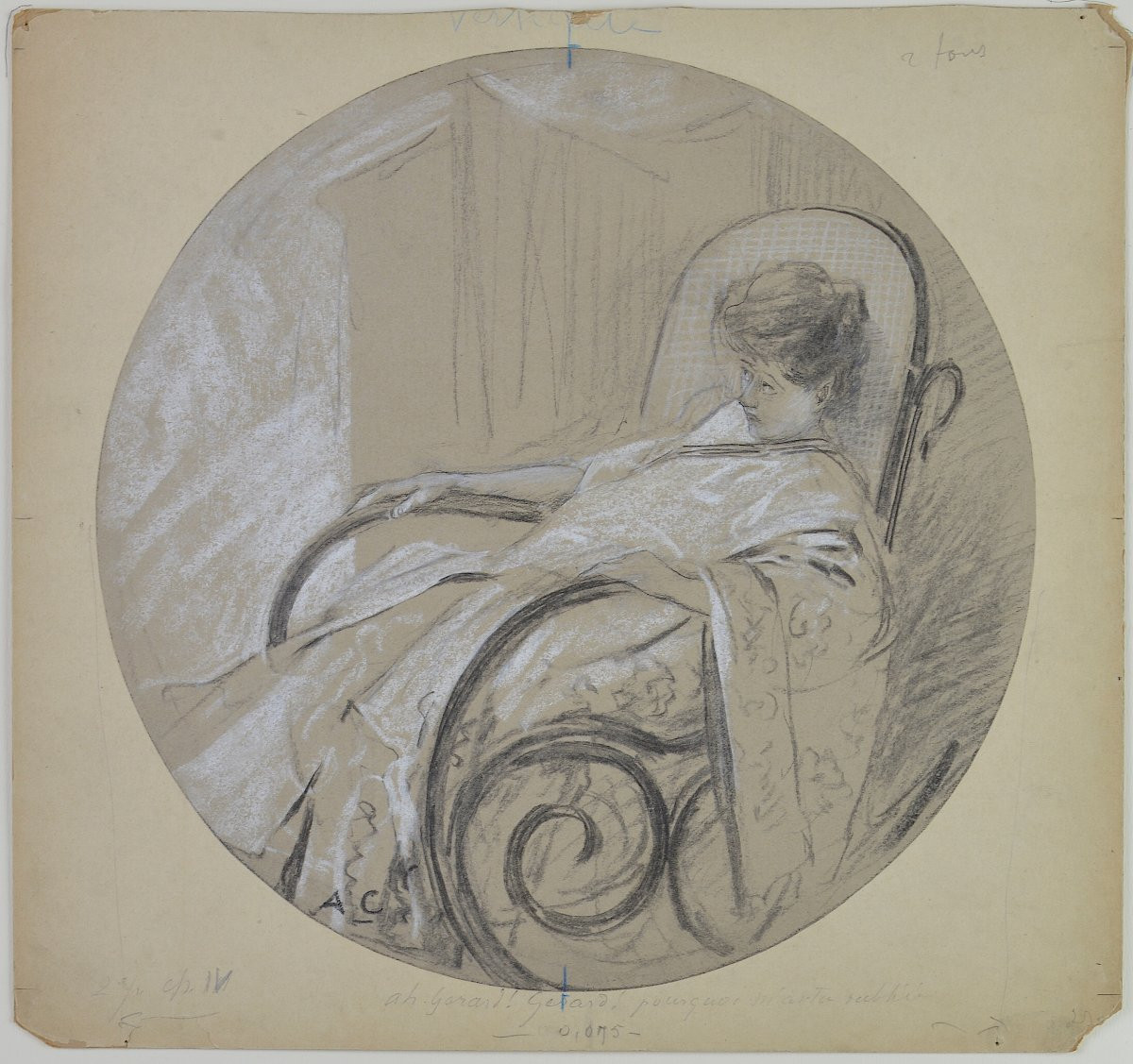 Antoine Calbet 1860-1944. "woman In A Rocking Chair."-photo-3