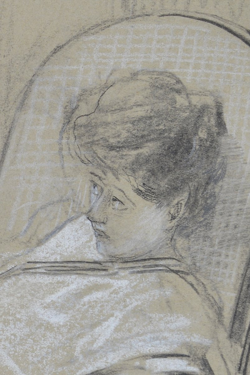 Antoine Calbet 1860-1944. "woman In A Rocking Chair."-photo-3