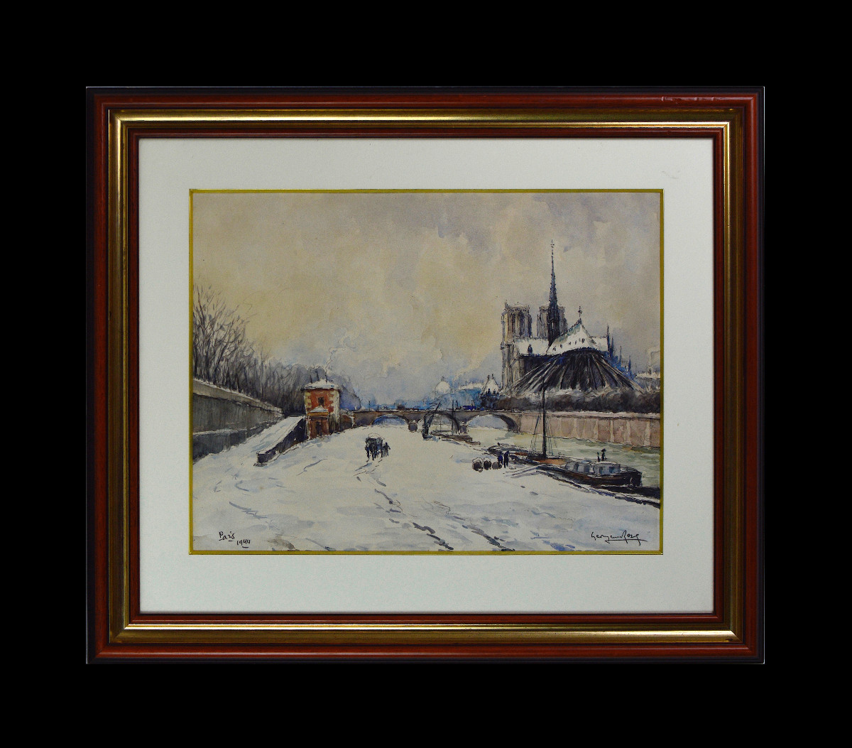 Georges Rose 1895-1951. "quai De La Tournelle And Notre-dame De Paris Under The Snow."-photo-2