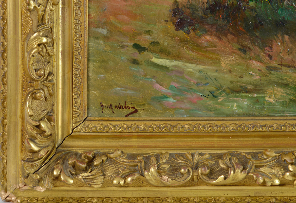Gustave Madelain 1867-1944. "Paysage impressionniste."-photo-4