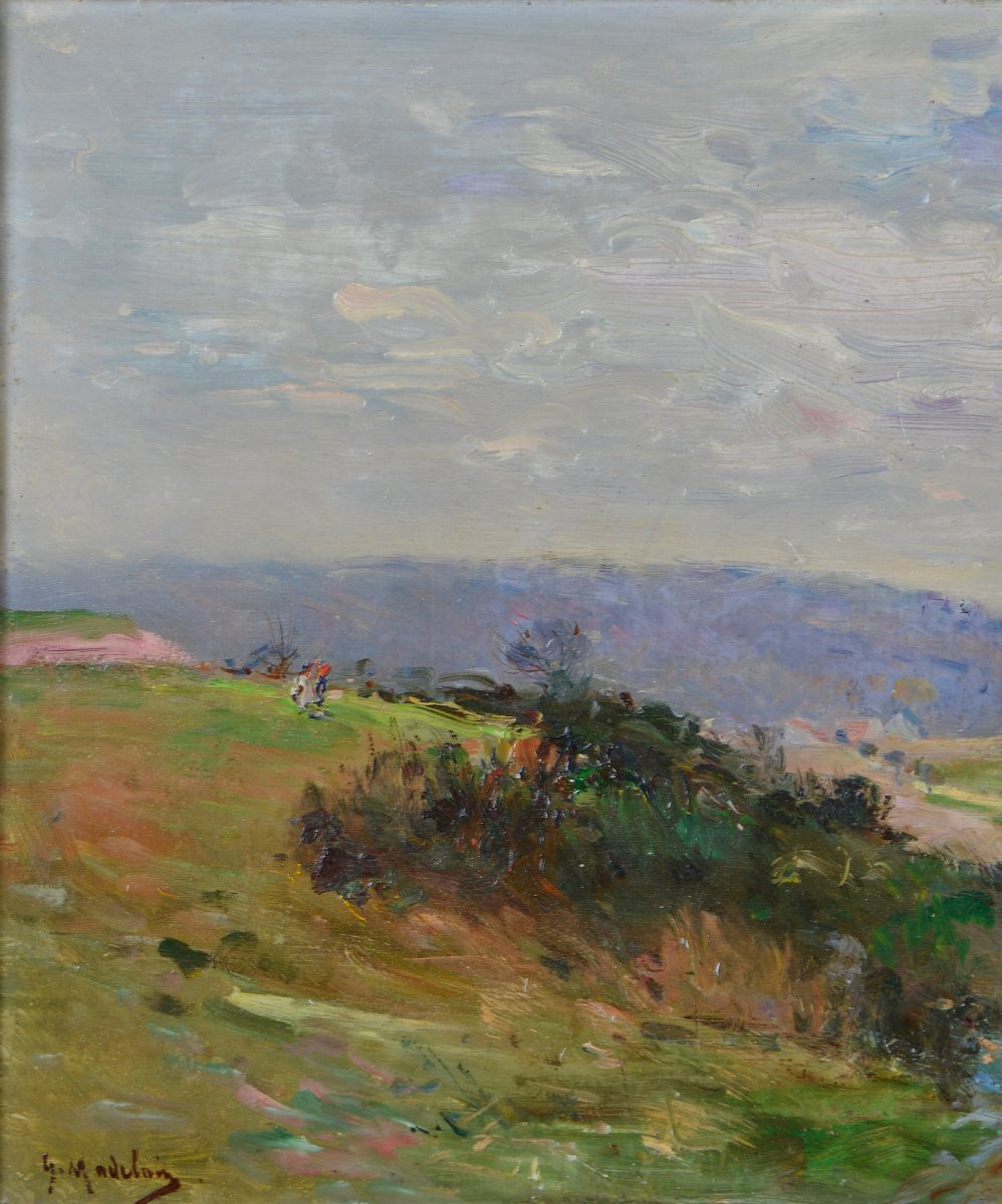 Gustave Madelain 1867-1944. "Paysage impressionniste."-photo-1