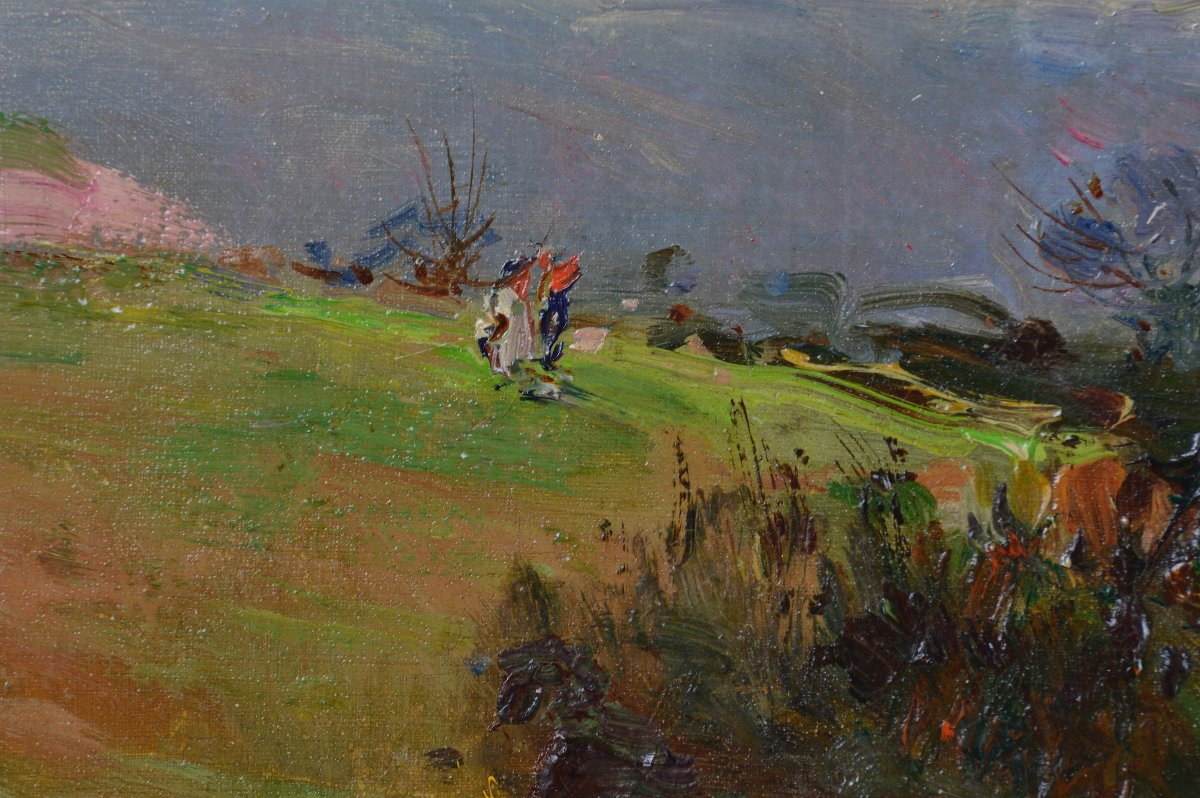 Gustave Madelain 1867-1944. "Paysage impressionniste."-photo-4