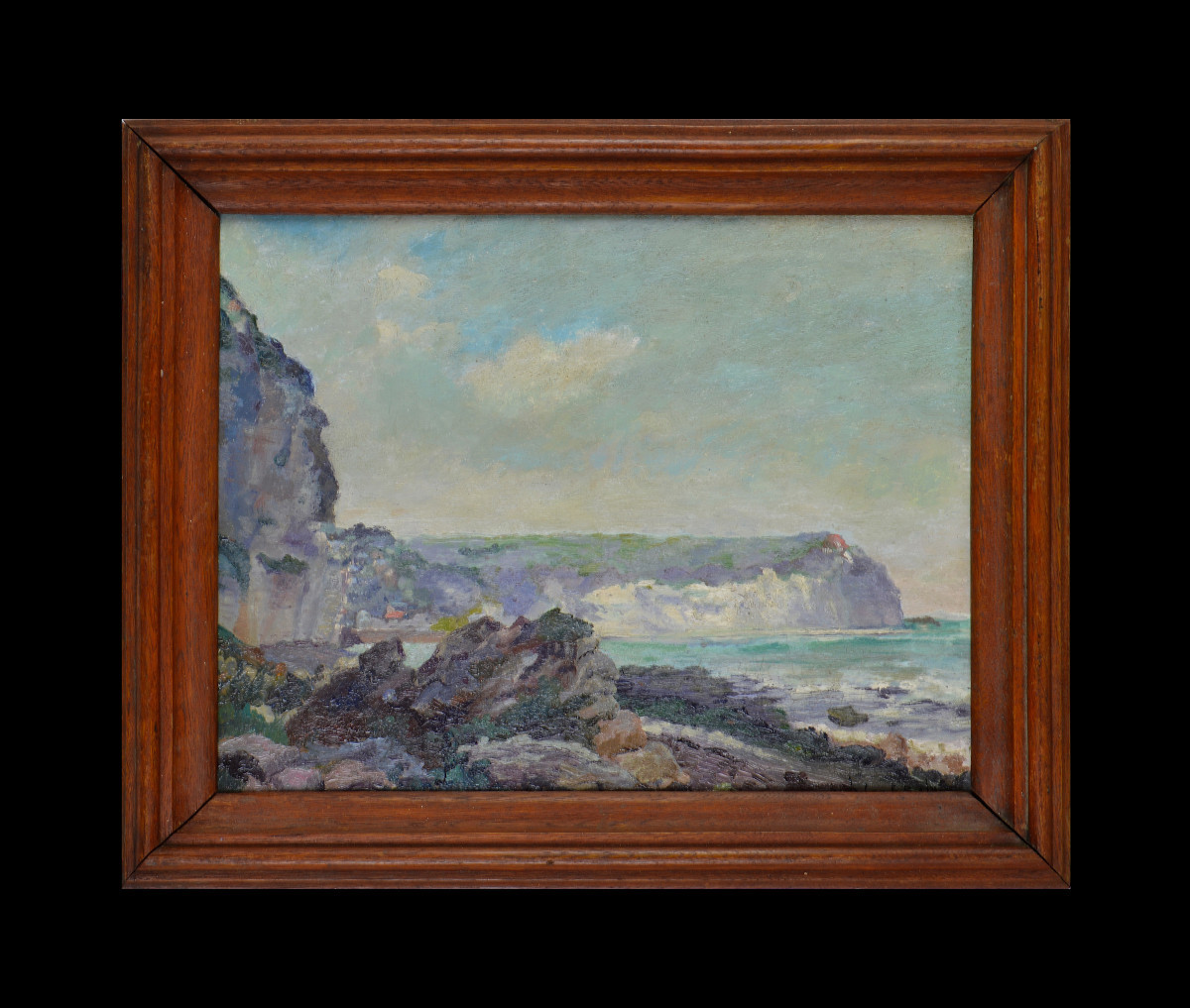 Jules-lucien Brault Born In 1861. "cliffs At Yport."-photo-2