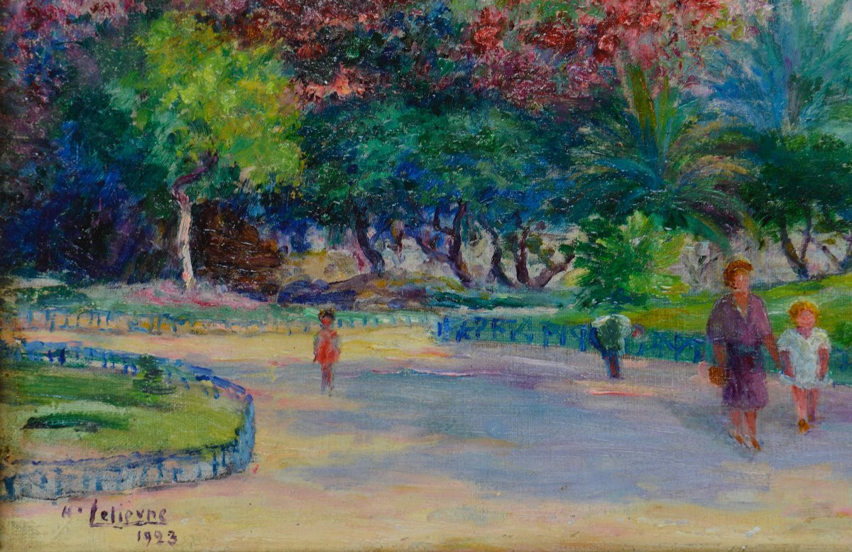 Henri Lelièvre, 19th/20th Century. "the Alsace-lorraine Garden In Nice."-photo-1