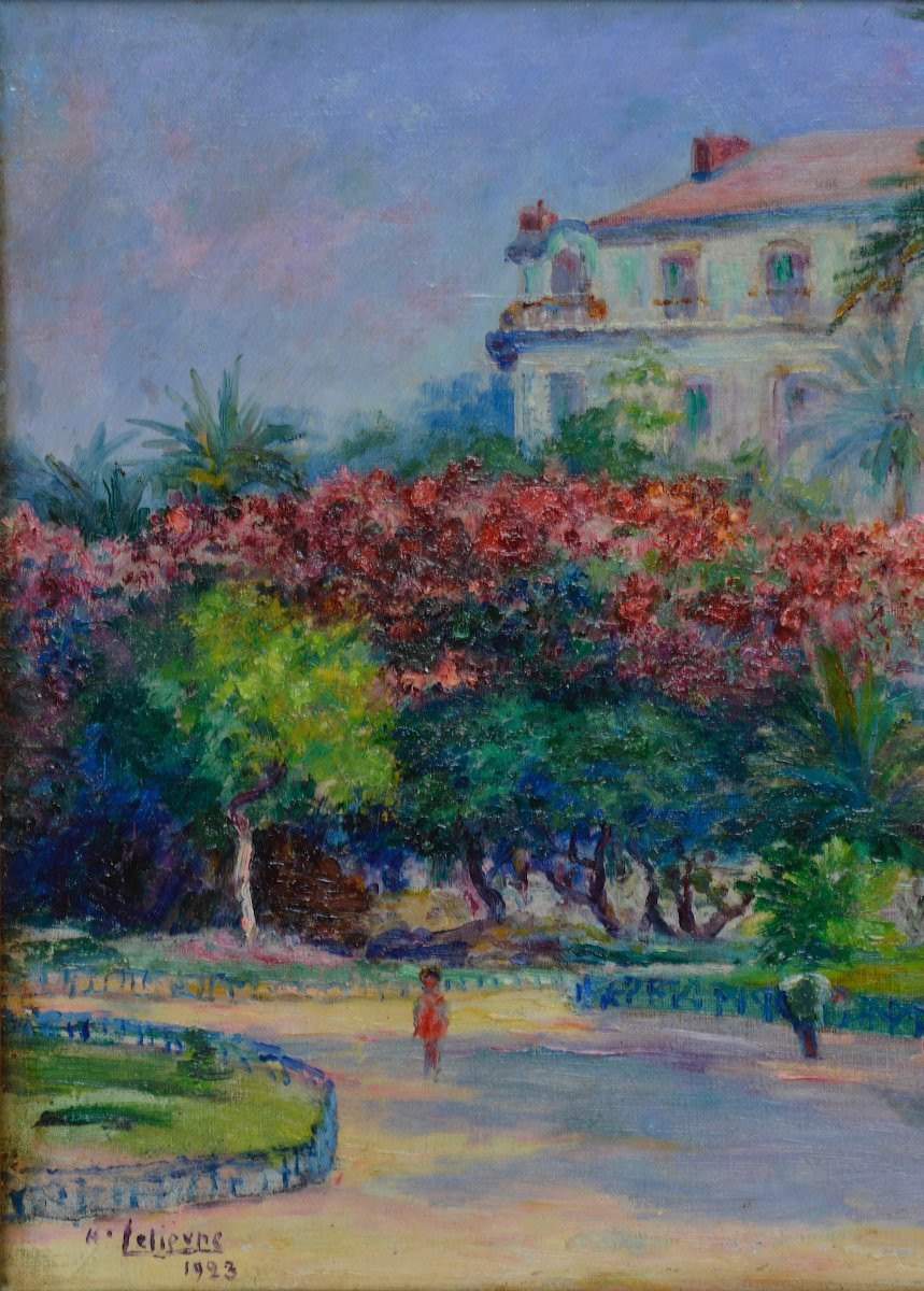 Henri Lelièvre, 19th/20th Century. "the Alsace-lorraine Garden In Nice."-photo-2