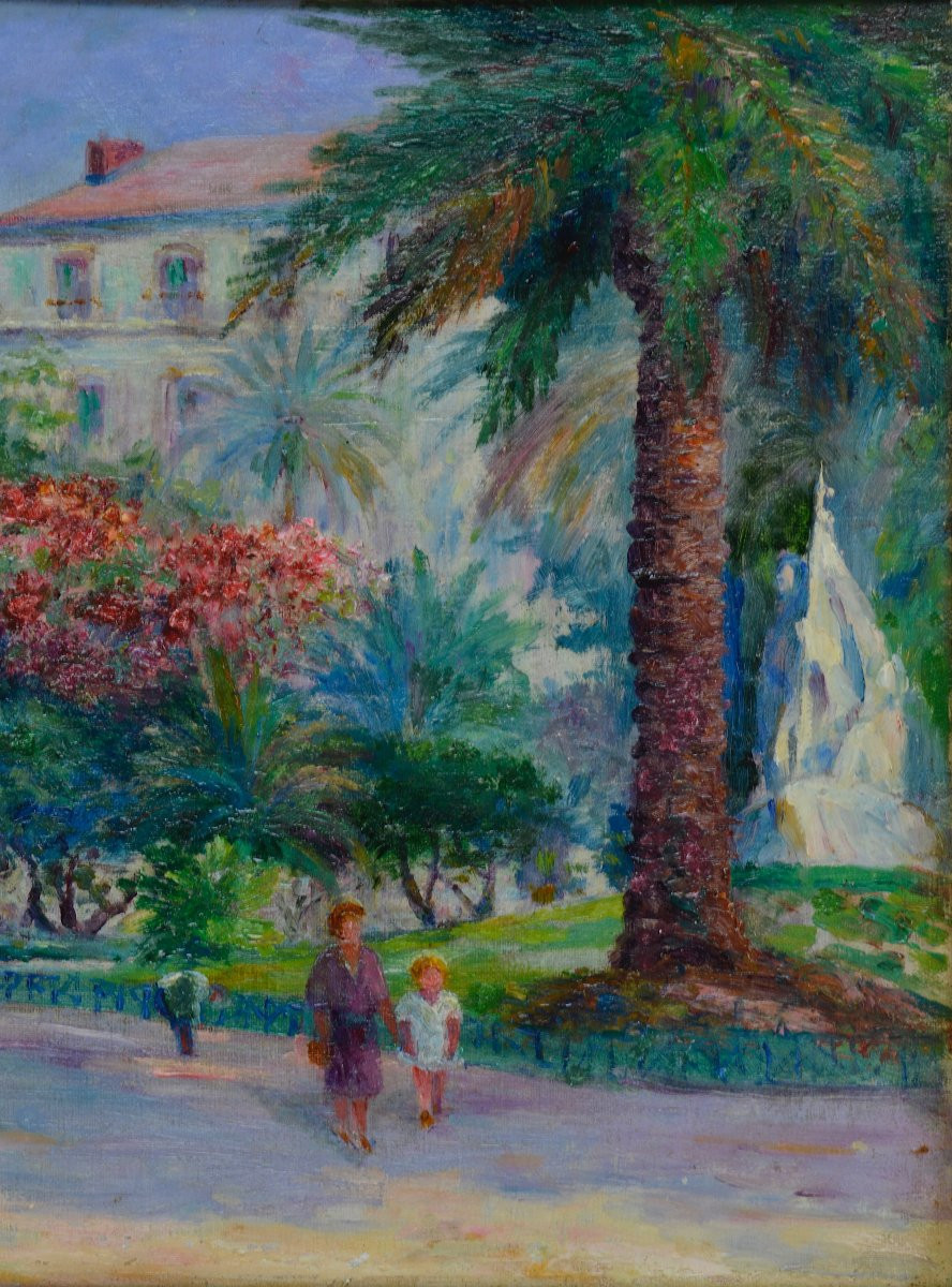 Henri Lelièvre, 19th/20th Century. "the Alsace-lorraine Garden In Nice."-photo-3