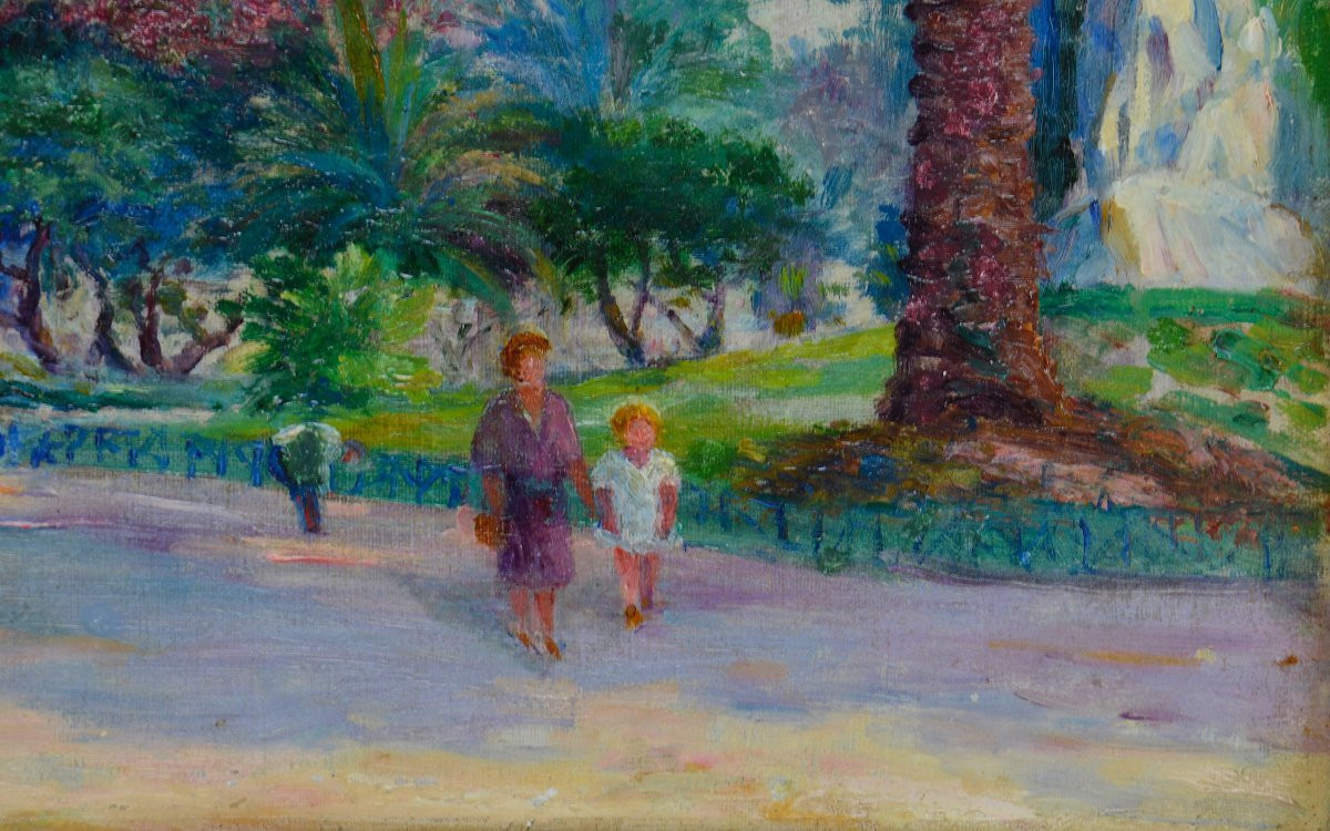 Henri Lelièvre, 19th/20th Century. "the Alsace-lorraine Garden In Nice."-photo-4