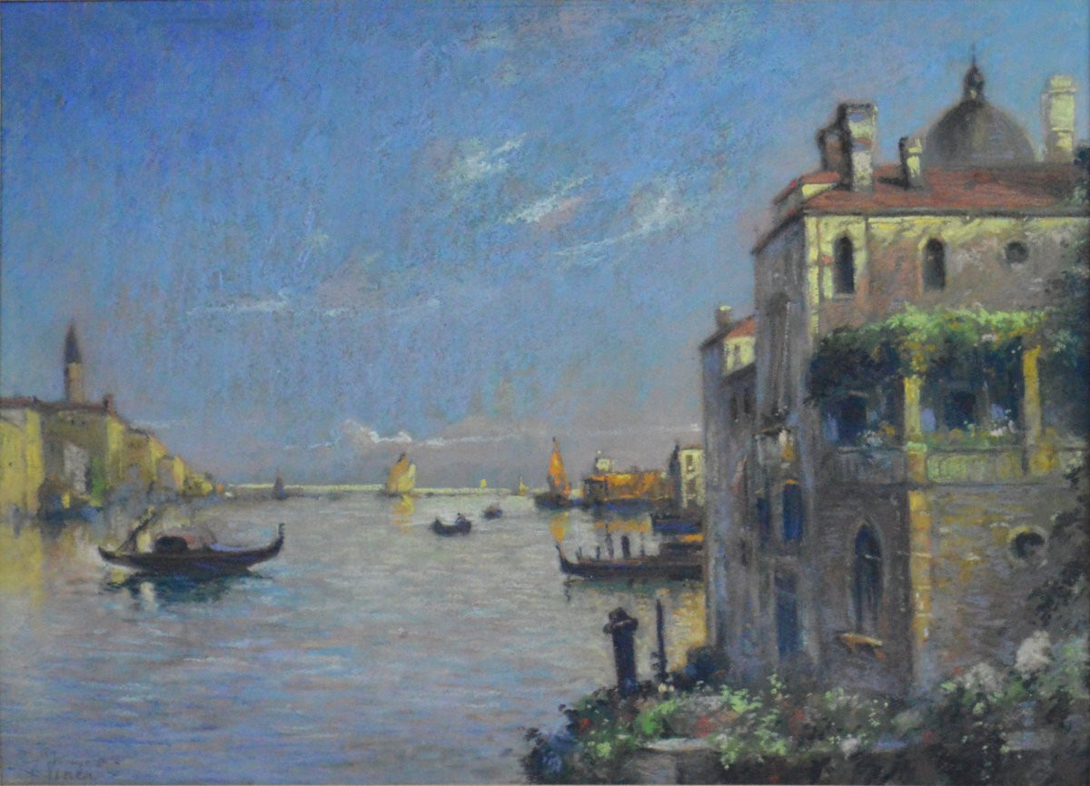École Italienne vers 1930. "Vue de Venise."-photo-3