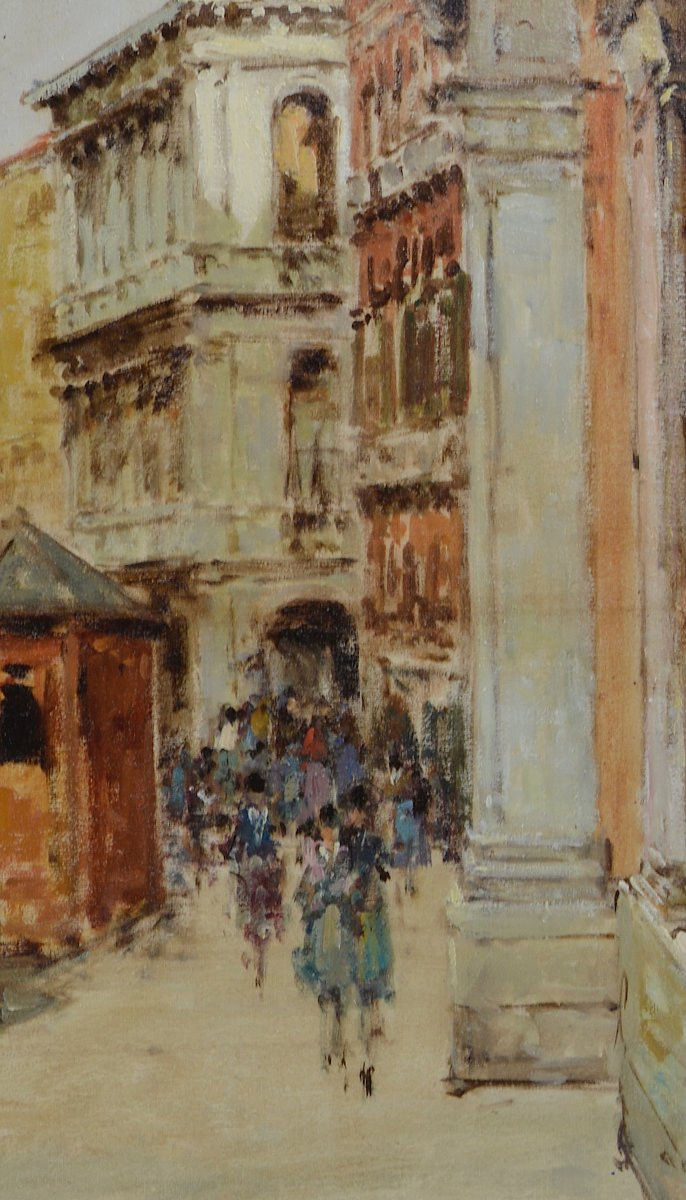 Giuseppe Marino 1916-1975. École Italienne. “Le pont du Rialto à Venise.”-photo-4