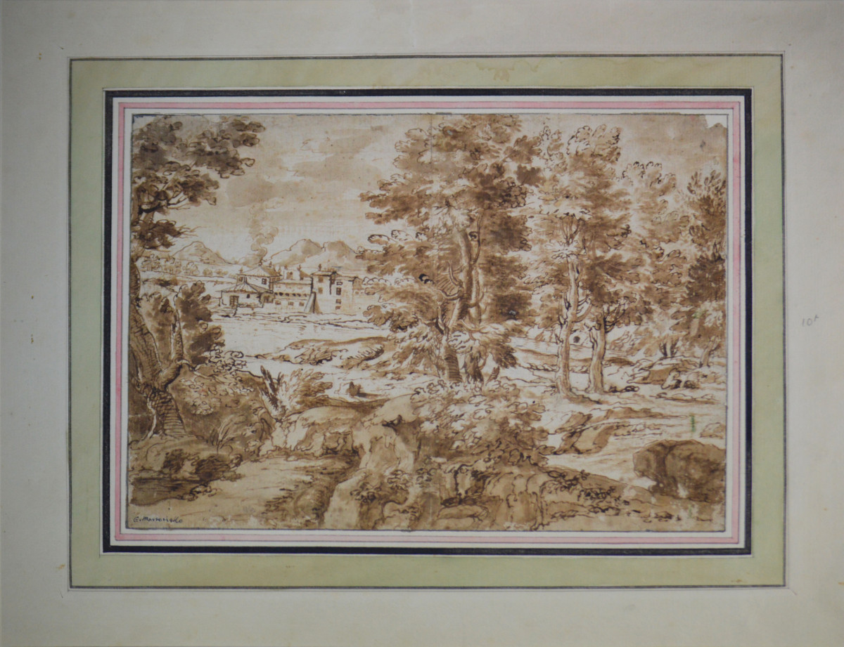 Gaetano Martoriello 1670-1720. Actif à Naples. "Paysage."-photo-2