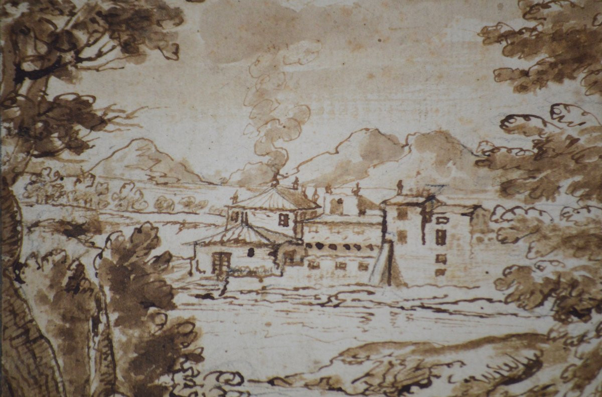 Gaetano Martoriello 1670-1720. Actif à Naples. "Paysage."-photo-2