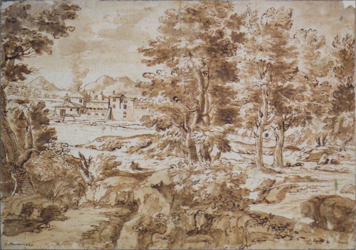 Gaetano Martoriello 1670-1720. Actif à Naples. "Paysage."