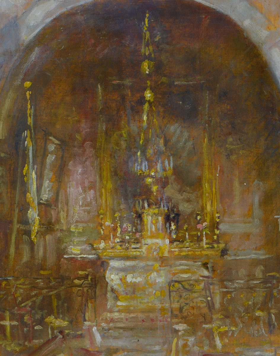 Paul Hurtin 1874-1962. "Autel de Saint-Antoine de Padoue dans l'église de Nyons dans la Drôme."-photo-2