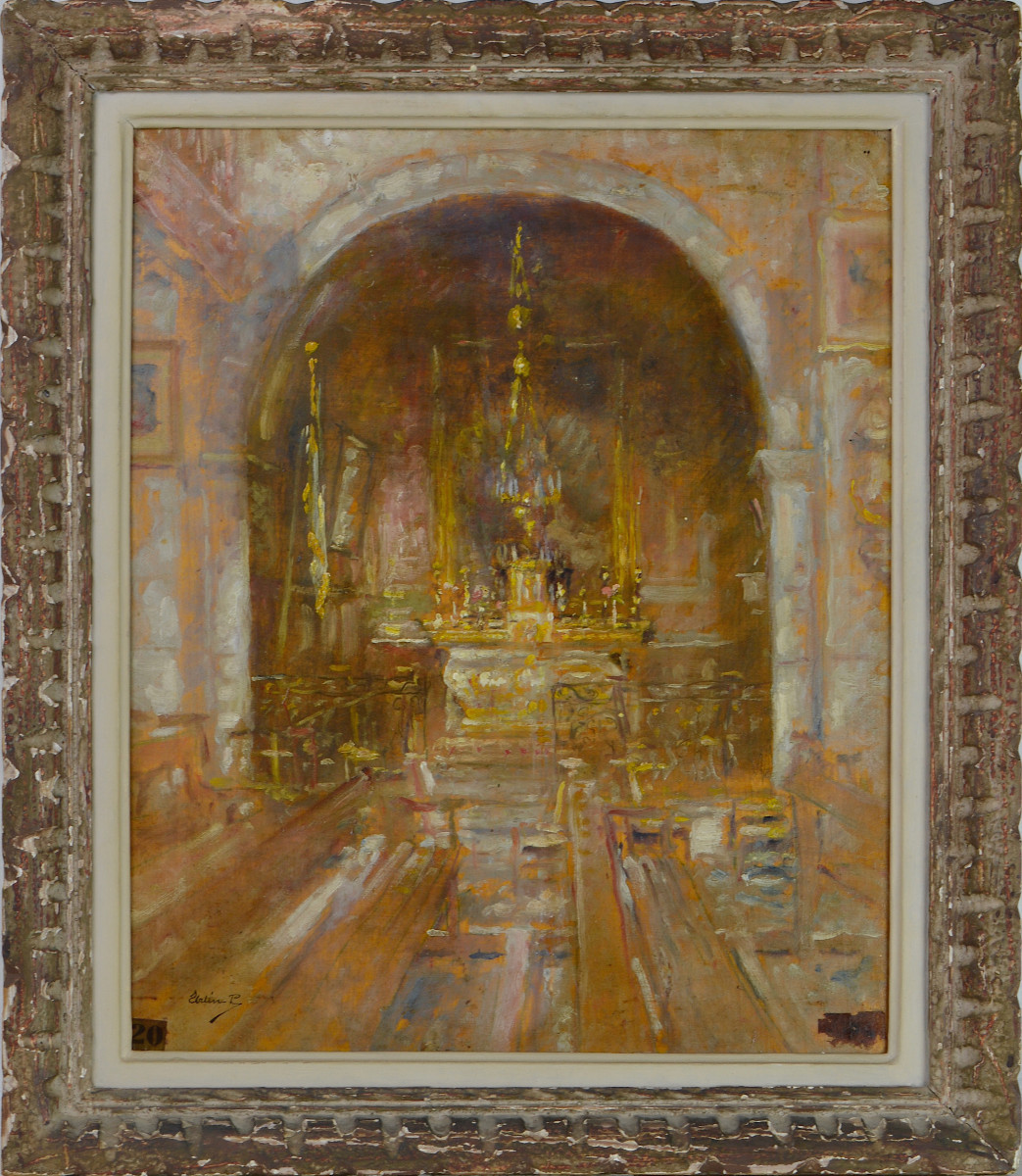 Paul Hurtin 1874-1962. "Autel de Saint-Antoine de Padoue dans l'église de Nyons dans la Drôme."