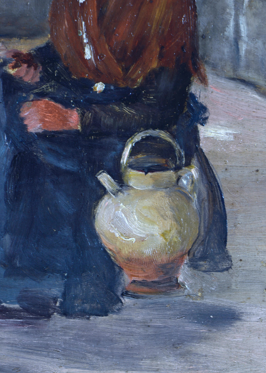 French School, 19th Century. "young Woman Seated Near A Fountain."-photo-5