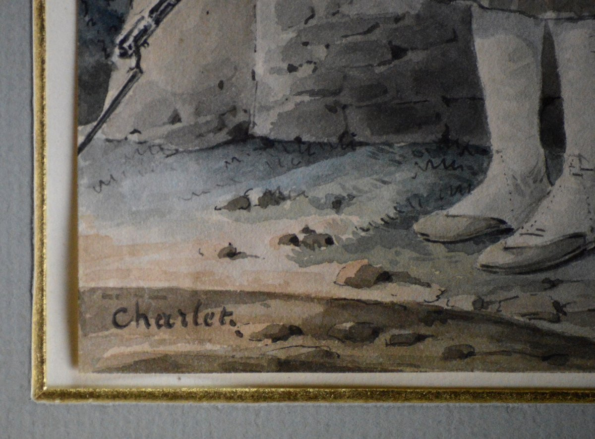 Nicolas Toussaint Charlet 1792-1845. "young Soldier Standing Guard."-photo-3
