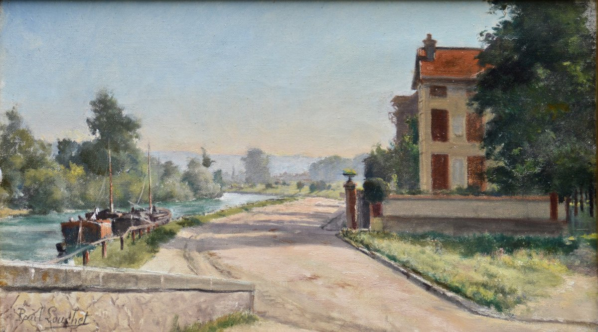 Paul Louchet 1854-1936. "La seine avant Fontainebleau."-photo-3