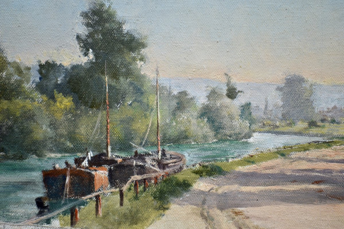 Paul Louchet 1854-1936. "La seine avant Fontainebleau."-photo-1