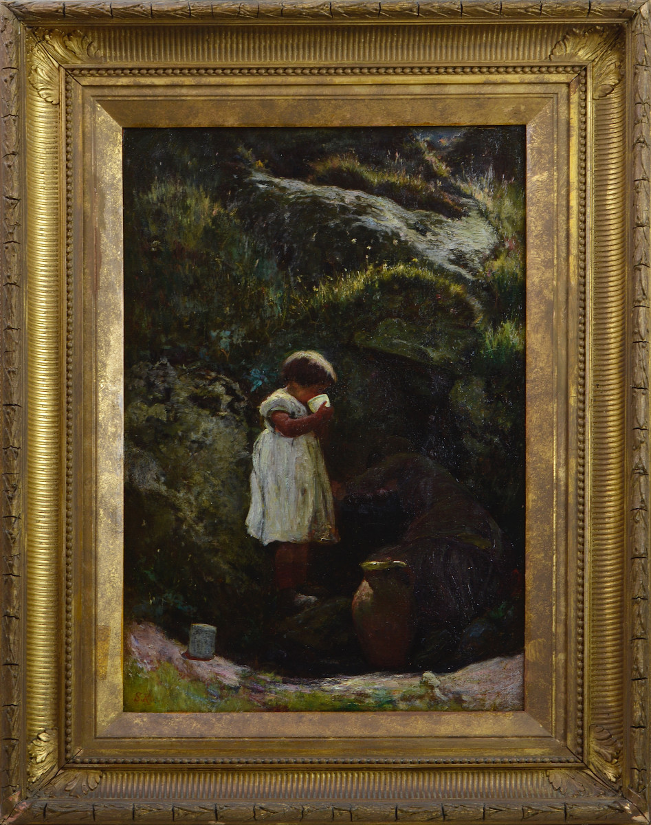 19th Century European School. "child At The Spring."