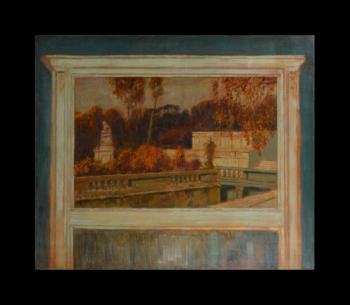 Projet de trumeau vers 1930. "Vue d'un parc."-photo-2