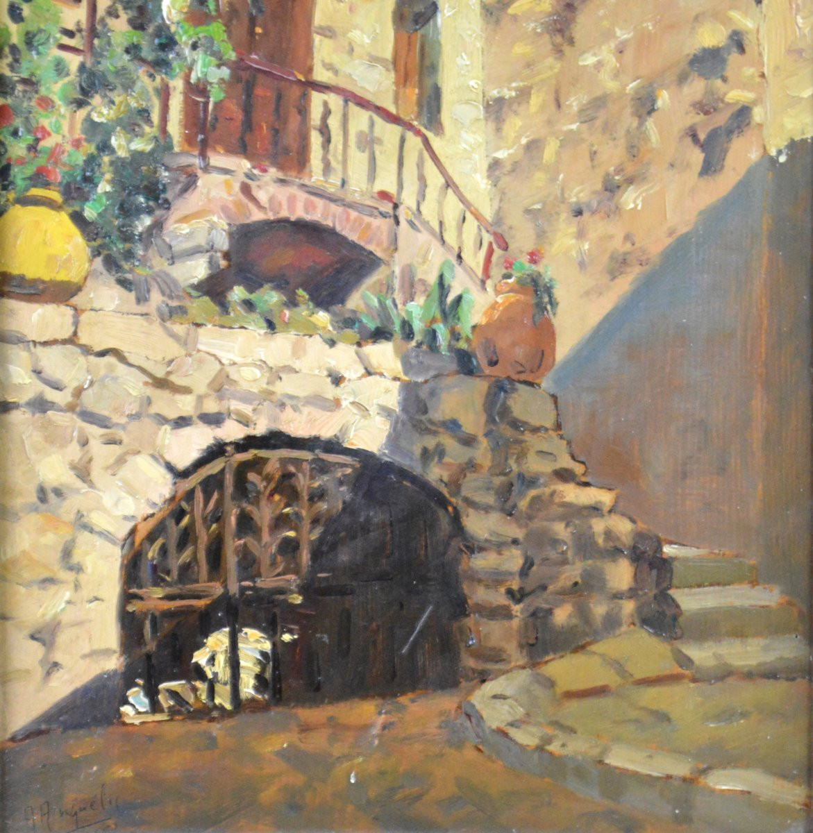 A.Anguelis XXᵉ siècle. "Eze sur Mer, Maison Sarrazine."-photo-2