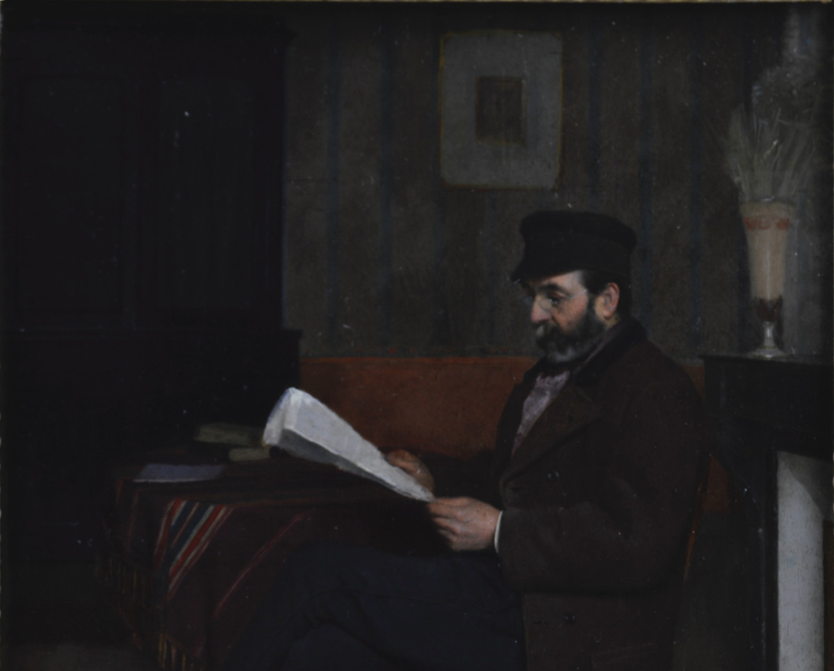 École Française XIXᵉ siècle. "Homme lisant." -photo-4