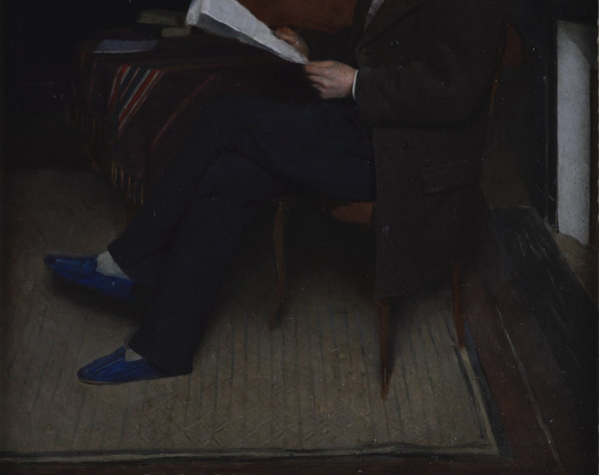 École Française XIXᵉ siècle. "Homme lisant." -photo-1