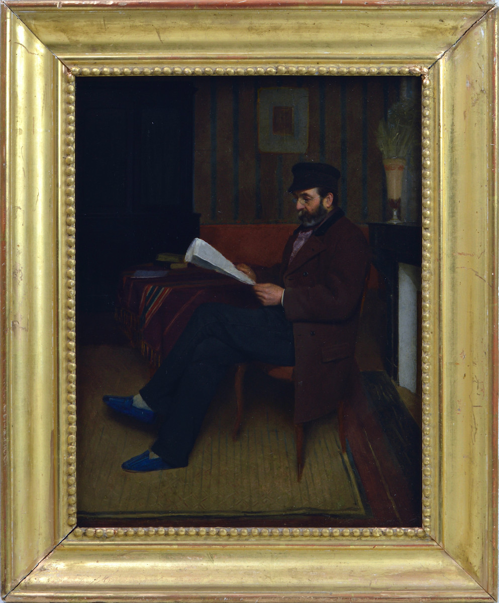 École Française XIXᵉ siècle. "Homme lisant." 