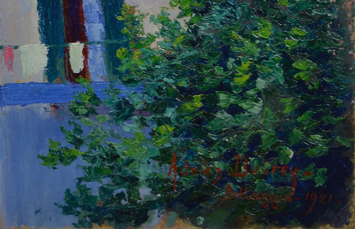 Adrien Dutrey 19th/20th Century. "bellagio On Lake Como."-photo-3