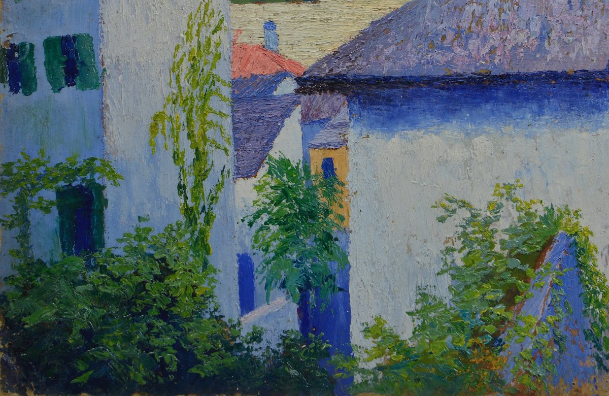 Adrien Dutrey 19th/20th Century. "bellagio On Lake Como."-photo-4