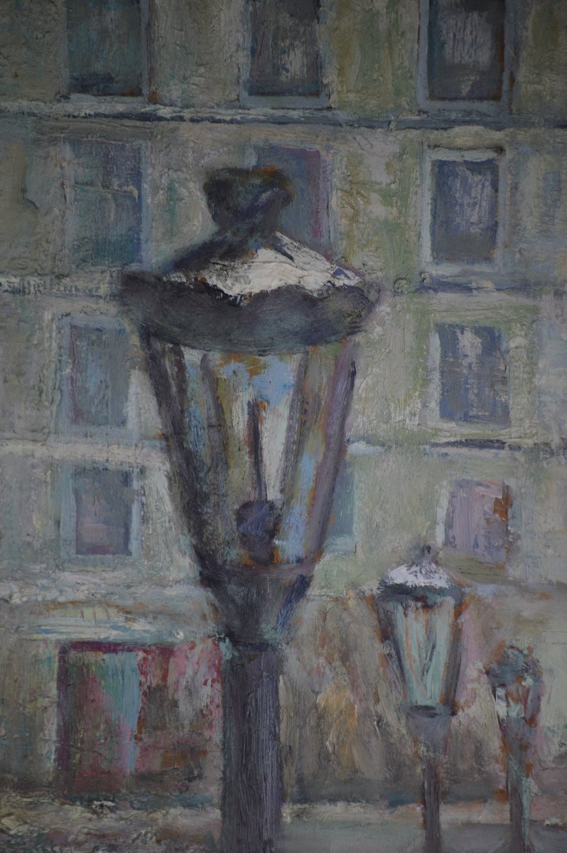 French School, 20th Century. "staircase In Montmartre Under The Snow."-photo-3