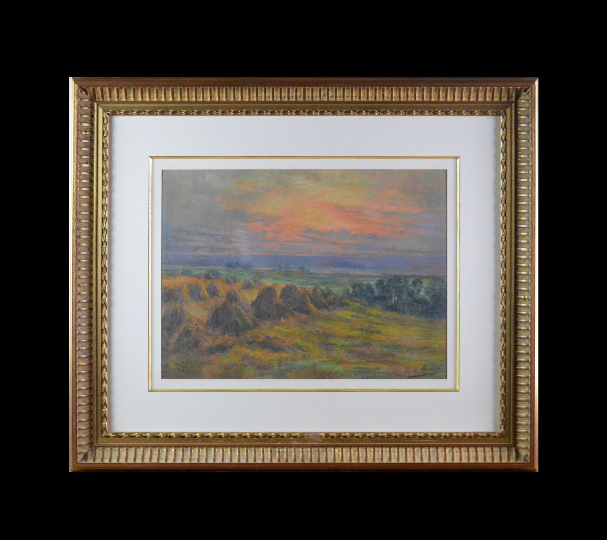 E.di Marzo 19th/20th Century. Italian School. "haystacks."