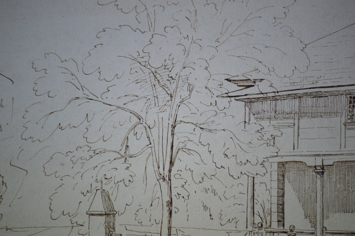 Théodore Caruelle d'Aligny 1798-1871. "Personnage devant une maison à Grindelwald."-photo-4