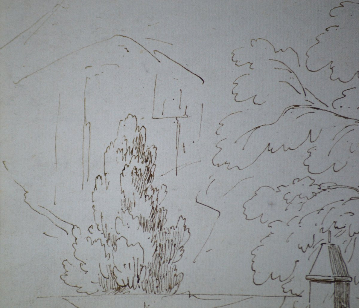 Théodore Caruelle d'Aligny 1798-1871. "Personnage devant une maison à Grindelwald."-photo-5