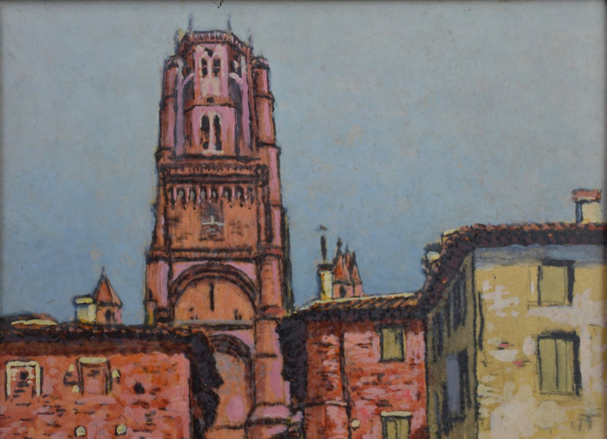 René Ligeron 1880-1946. "La cathédrale Sainte Cécile à Albi."-photo-1