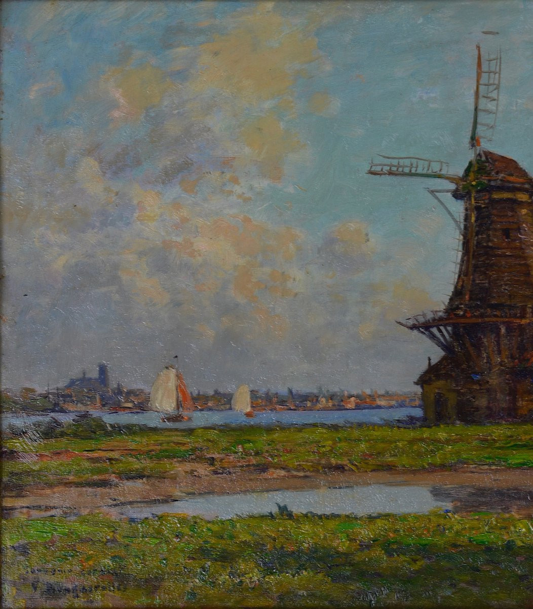 Victor Brugairolles 1869-1936. "Vue de Dordrecht."-photo-1