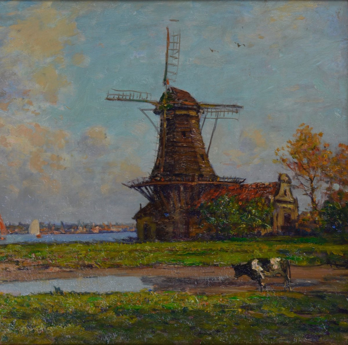 Victor Brugairolles 1869-1936. "Vue de Dordrecht."-photo-2