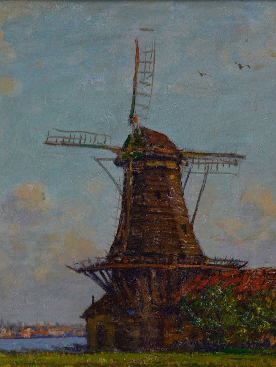Victor Brugairolles 1869-1936. "Vue de Dordrecht."-photo-3