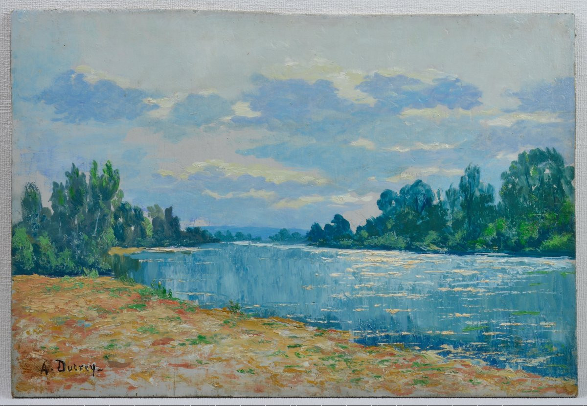 Adrien Dutrey 19ᵉ/20ᵉ siècle. "La Seine à Herblay."-photo-3