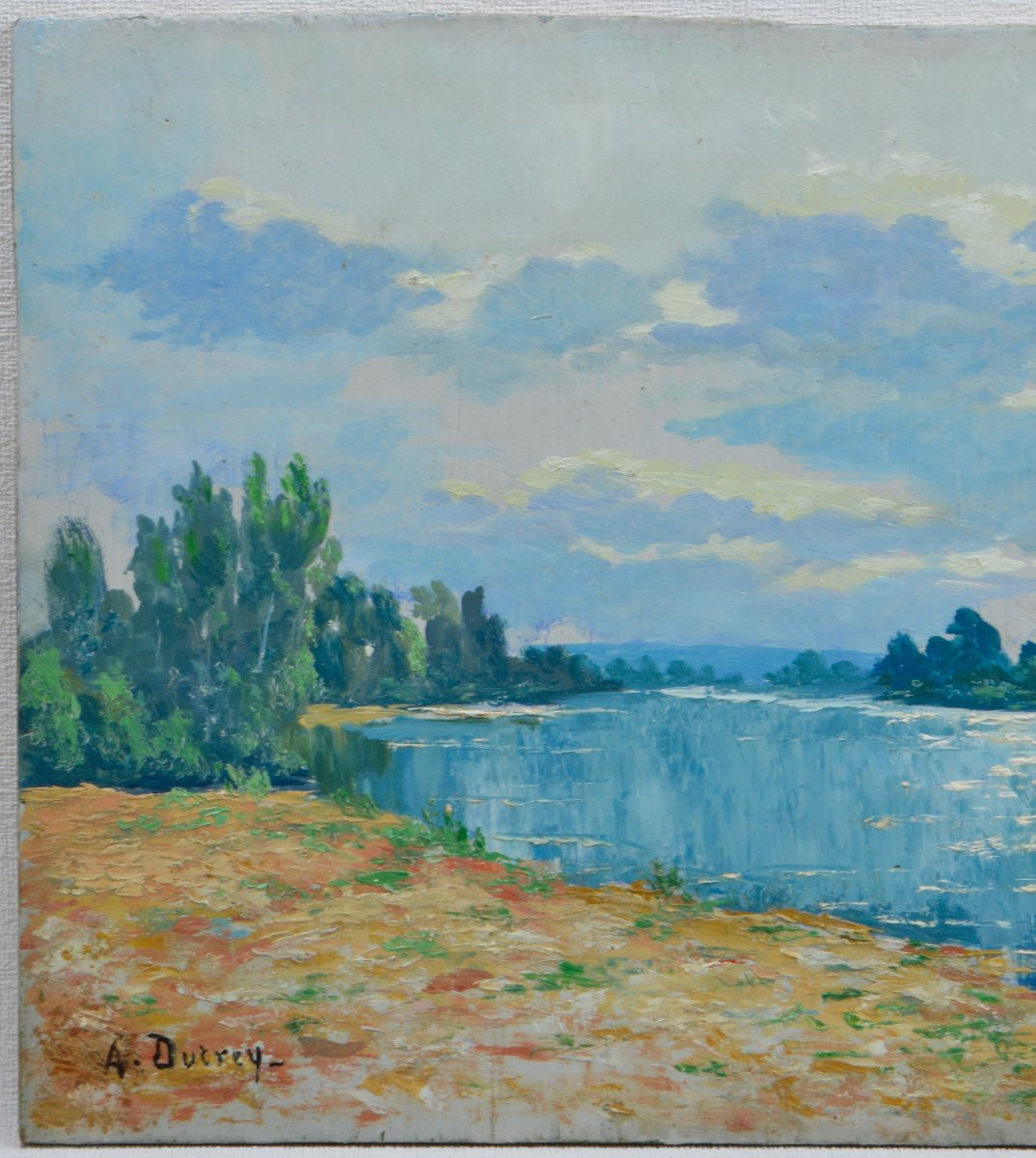 Adrien Dutrey 19ᵉ/20ᵉ siècle. "La Seine à Herblay."-photo-1