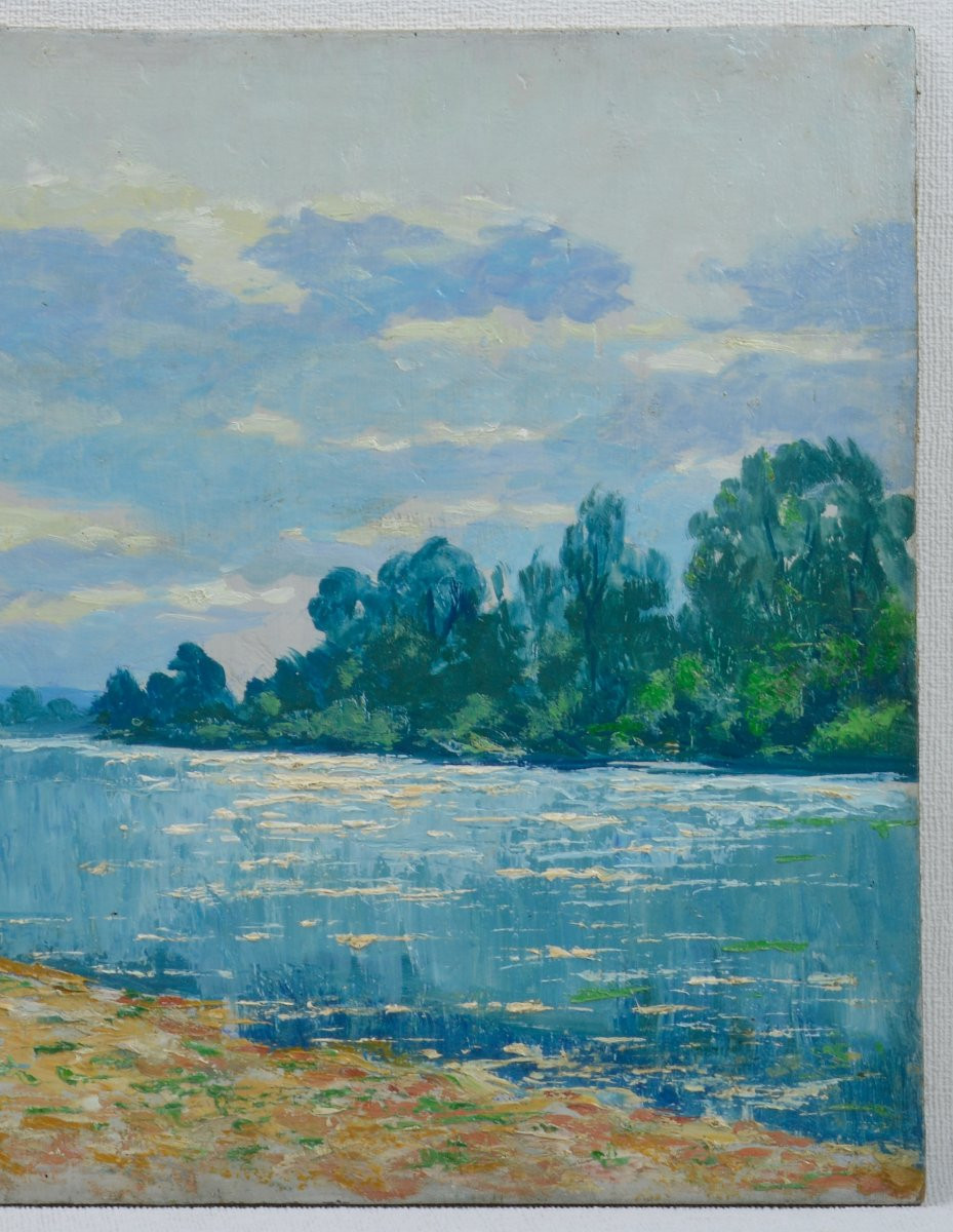 Adrien Dutrey 19ᵉ/20ᵉ siècle. "La Seine à Herblay."-photo-2