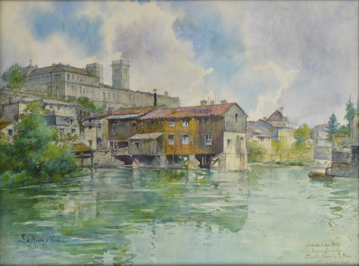 F. Leteurtre 19ᵉ/20ᵉ siècle. "Verdun vue de l'évêché."-photo-3