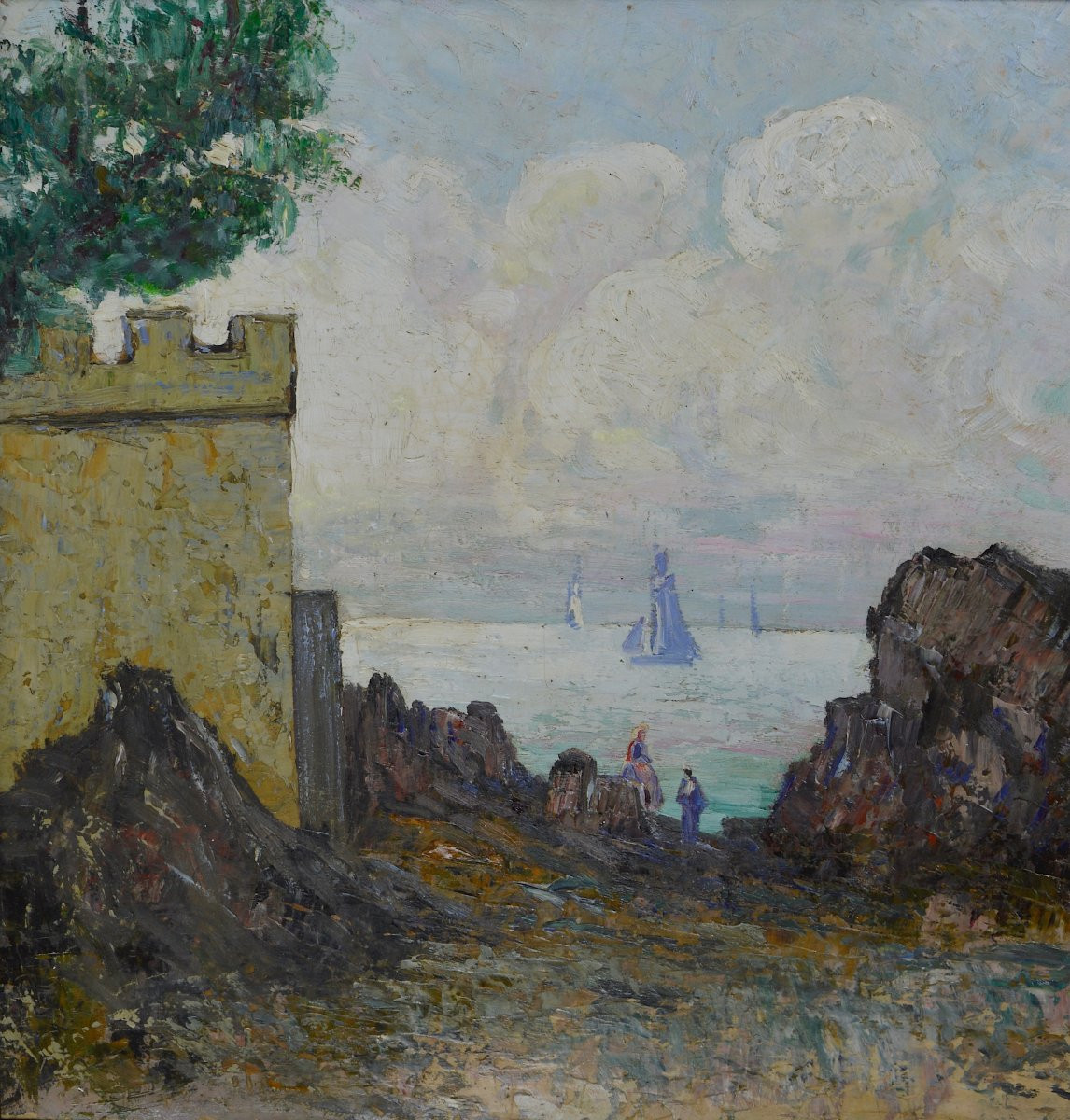 Bernard Cowez 1926-2016. "seaside In Brittany."-photo-1