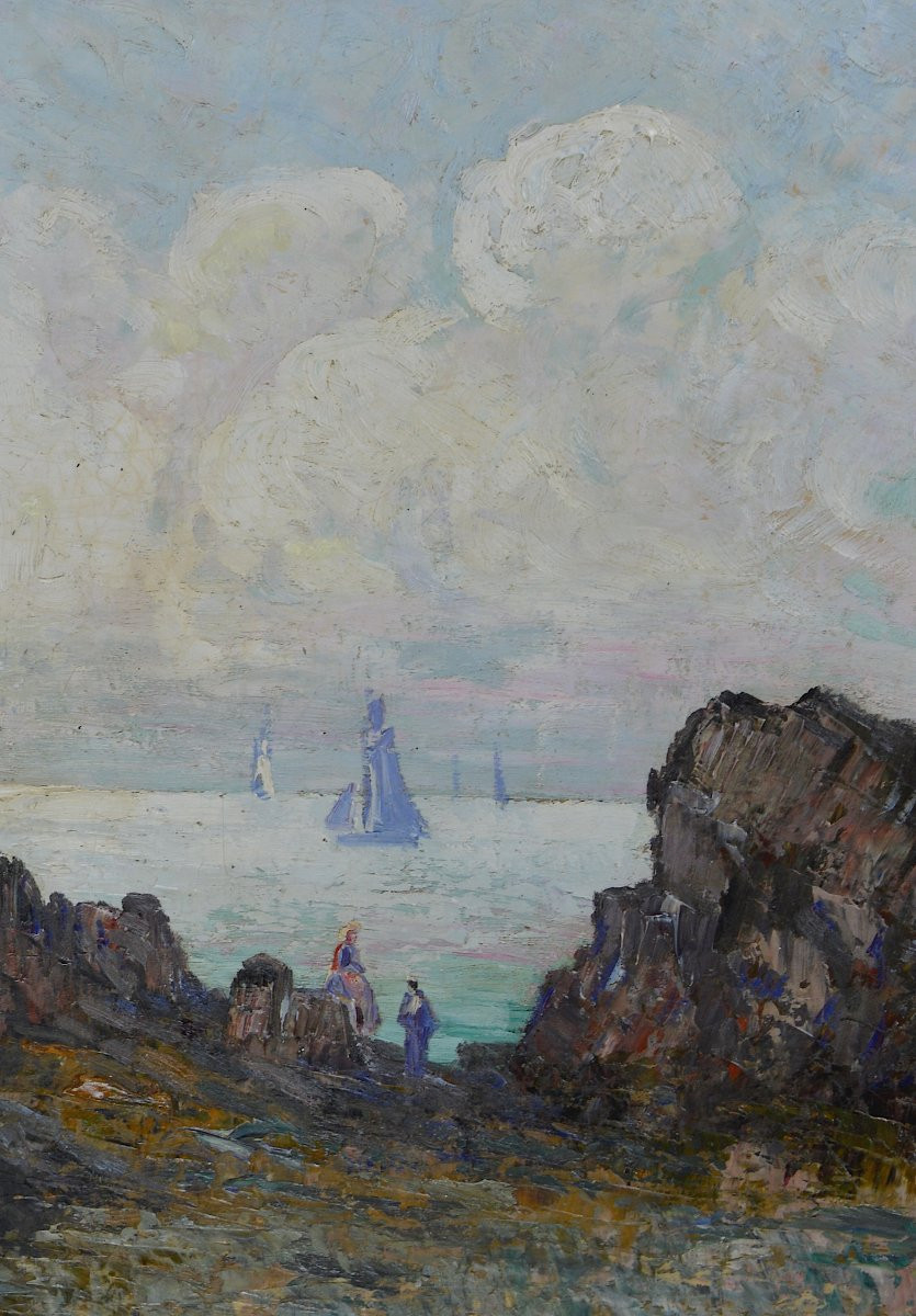 Bernard Cowez 1926-2016. "seaside In Brittany."-photo-3