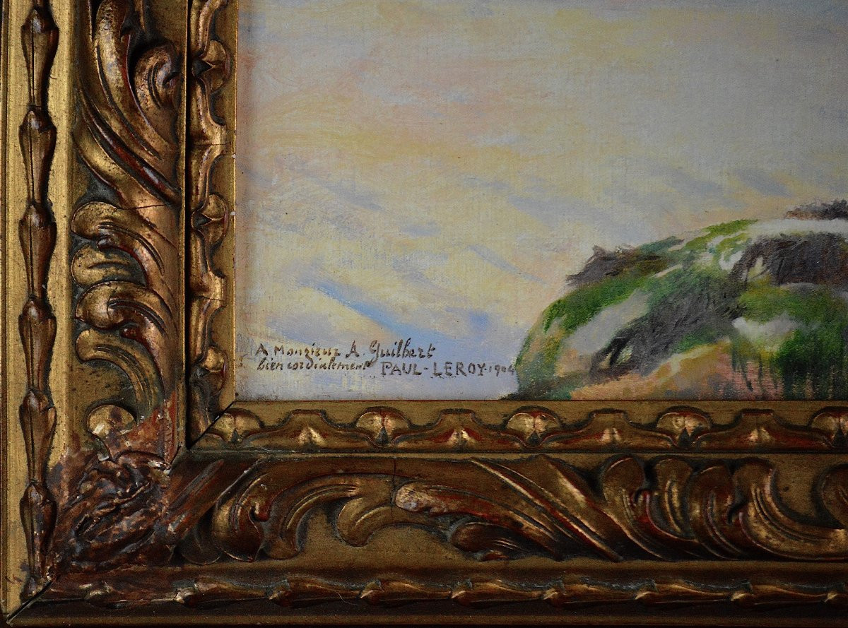 Paul Leroy 1860-1942. "Marée-basse en Normandie."-photo-4